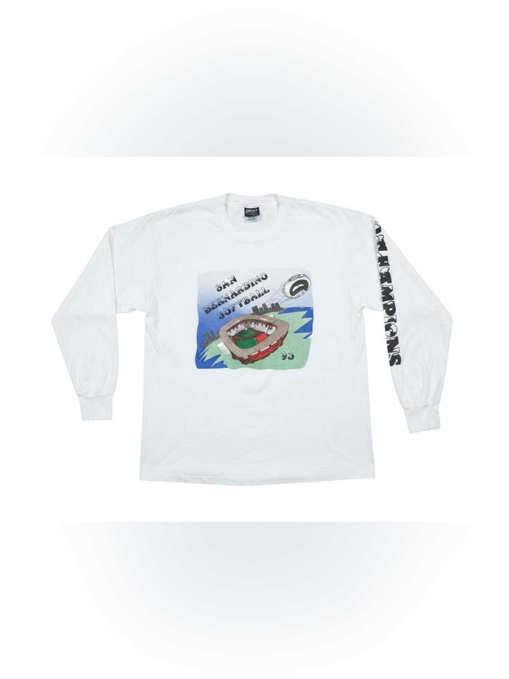 Vintage 90s San Bernardino Softball Long Sleeve Shirt XL Best Fruit of the Loom